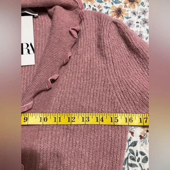 Zara NWT Pink Ruffled Cardigan - Picture 9 of 11